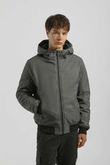 Bomber imbottito con cappuccio|Colore:Grigio melange