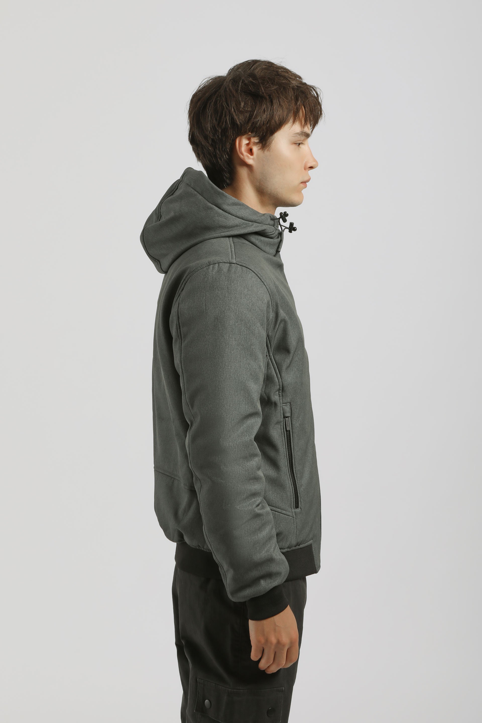 Bomber imbottito con cappuccio|Colore:Grigio melange