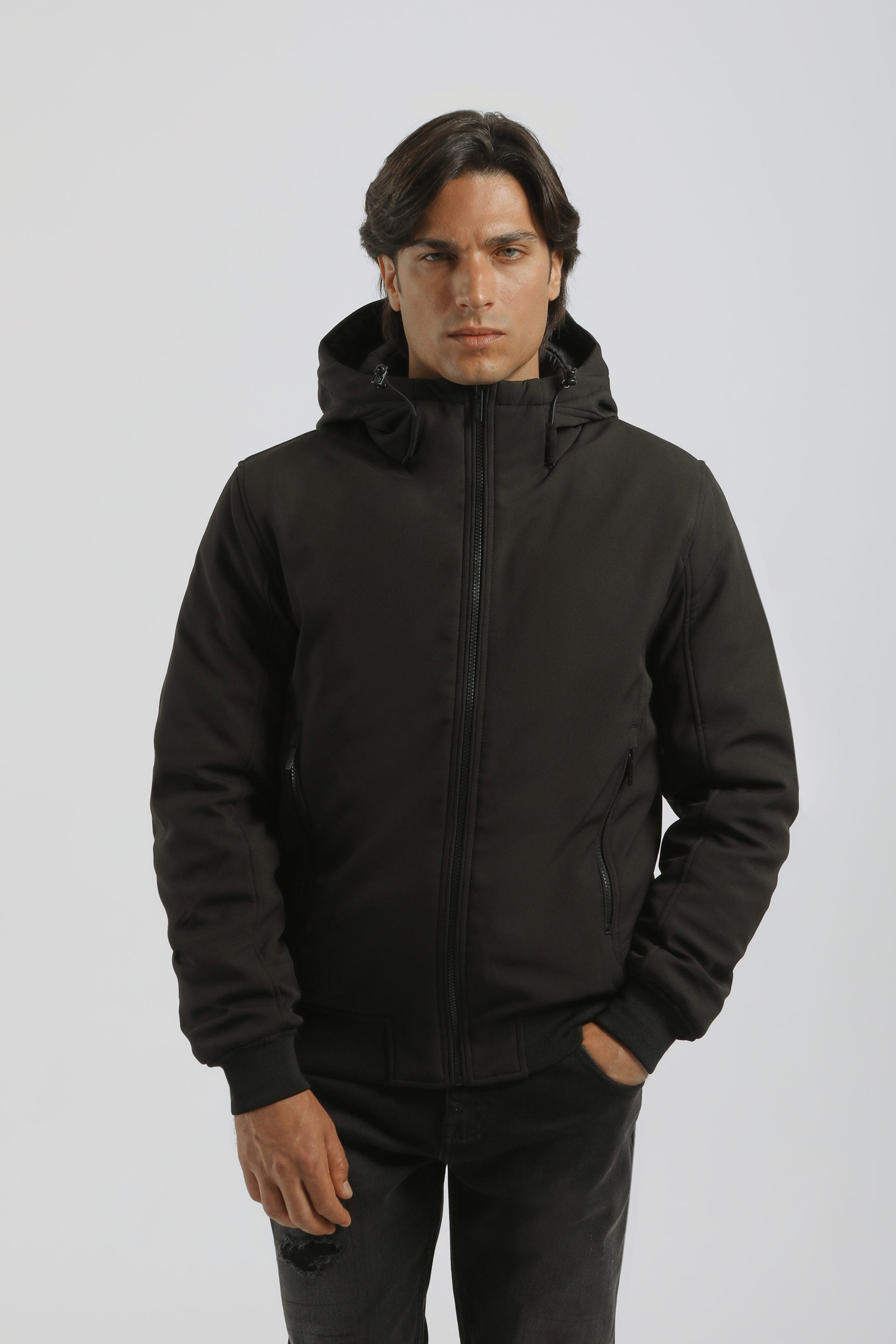 Bomber imbottito con cappuccio|Colore:Nero