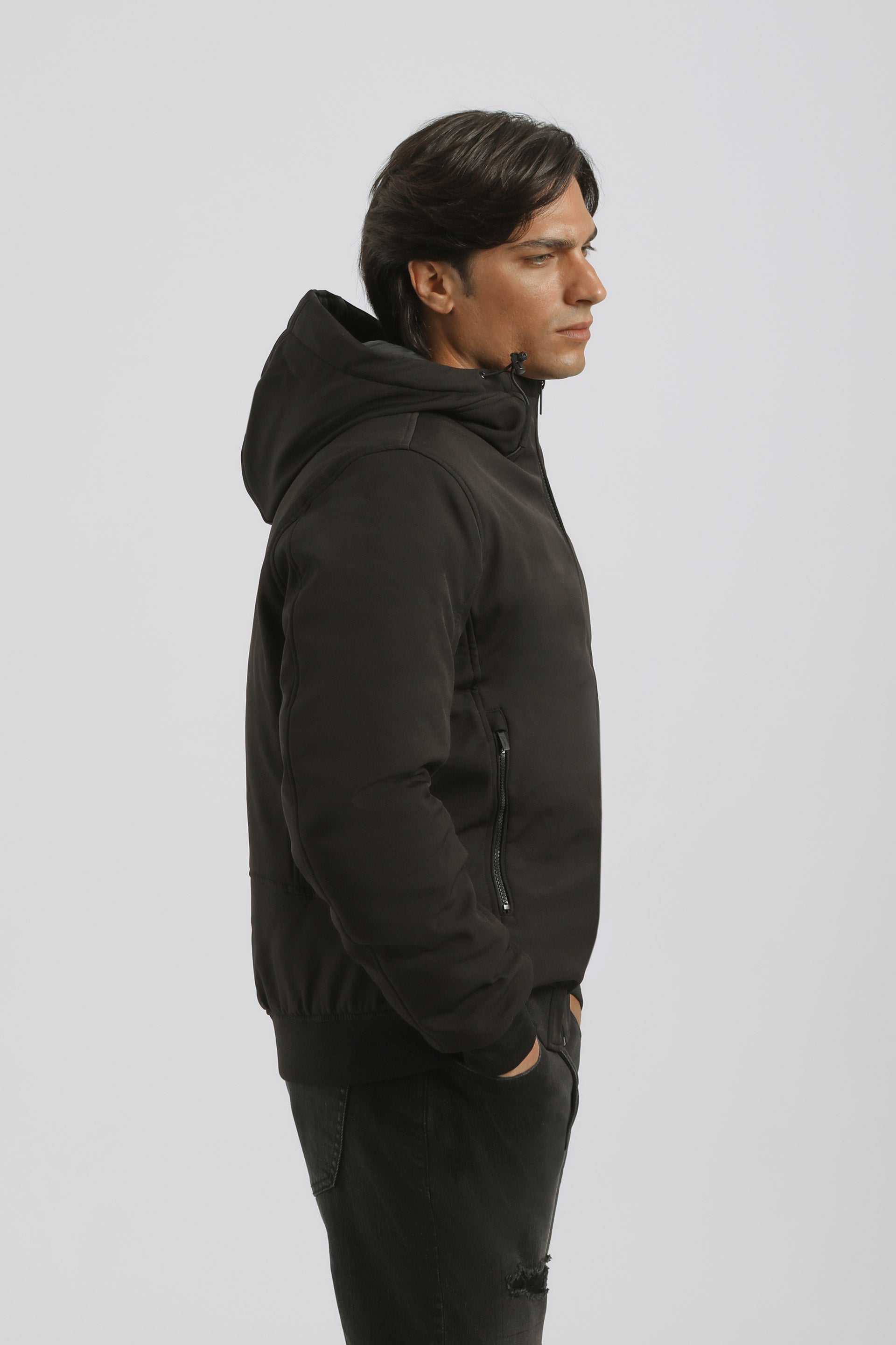 Bomber imbottito con cappuccio|Colore:Nero