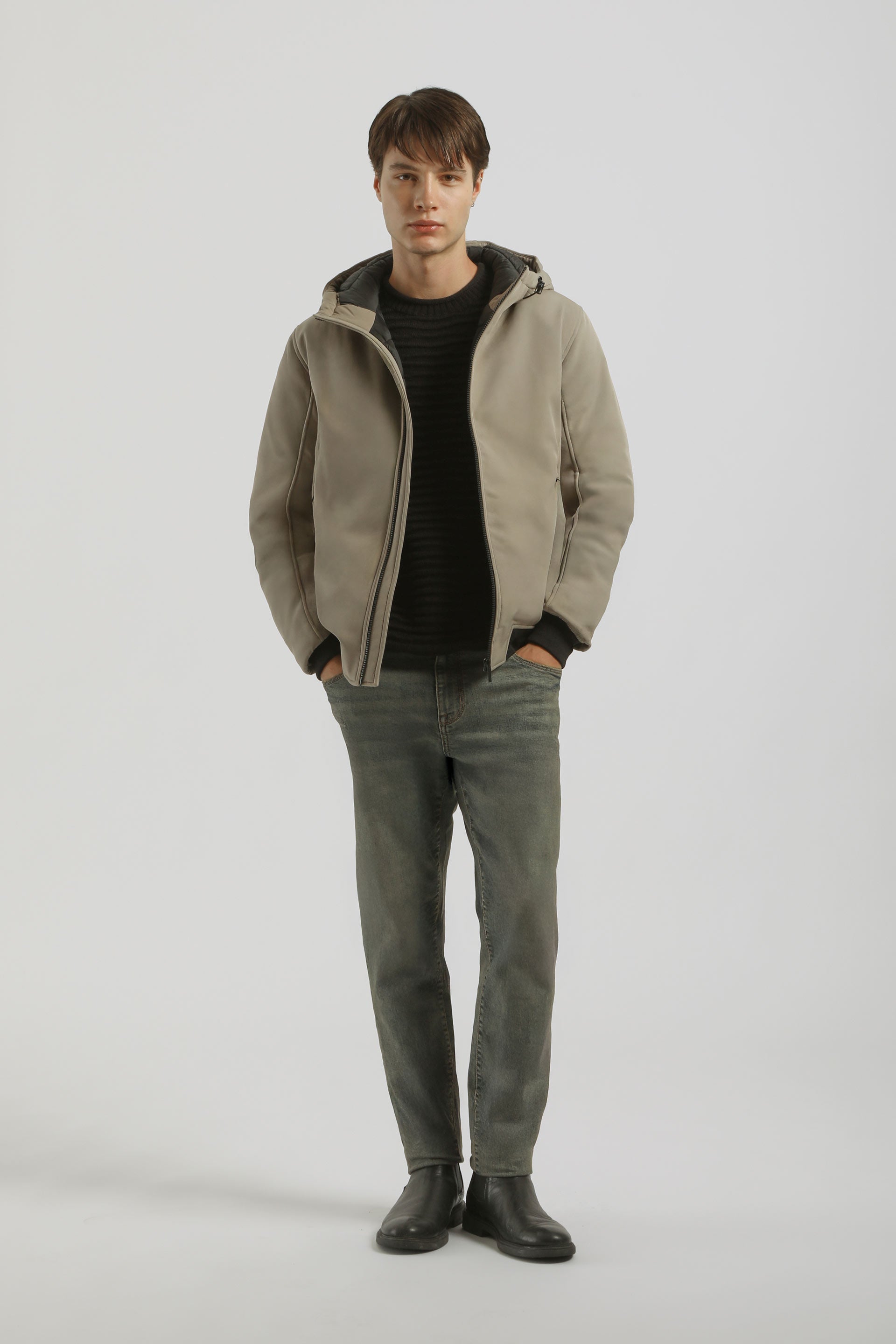 Bomber imbottito con cappuccio|Colore:Sabbia