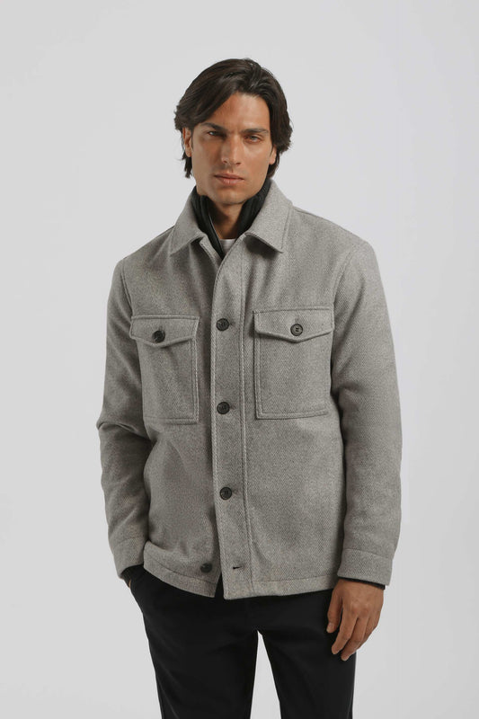 Giacca camicia con bottoni|Colore:Grigio