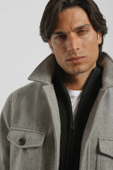 Giacca camicia con bottoni|Colore:Grigio