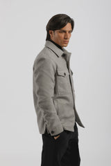 Giacca camicia con bottoni|Colore:Grigio