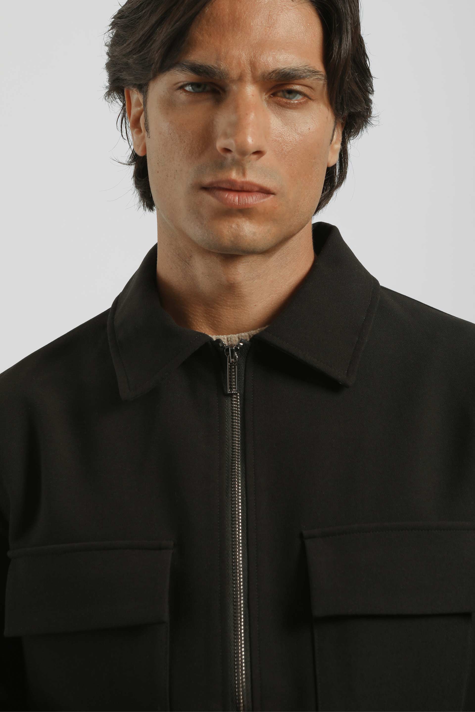 Giacca camicia in viscosa|Colore:Nero