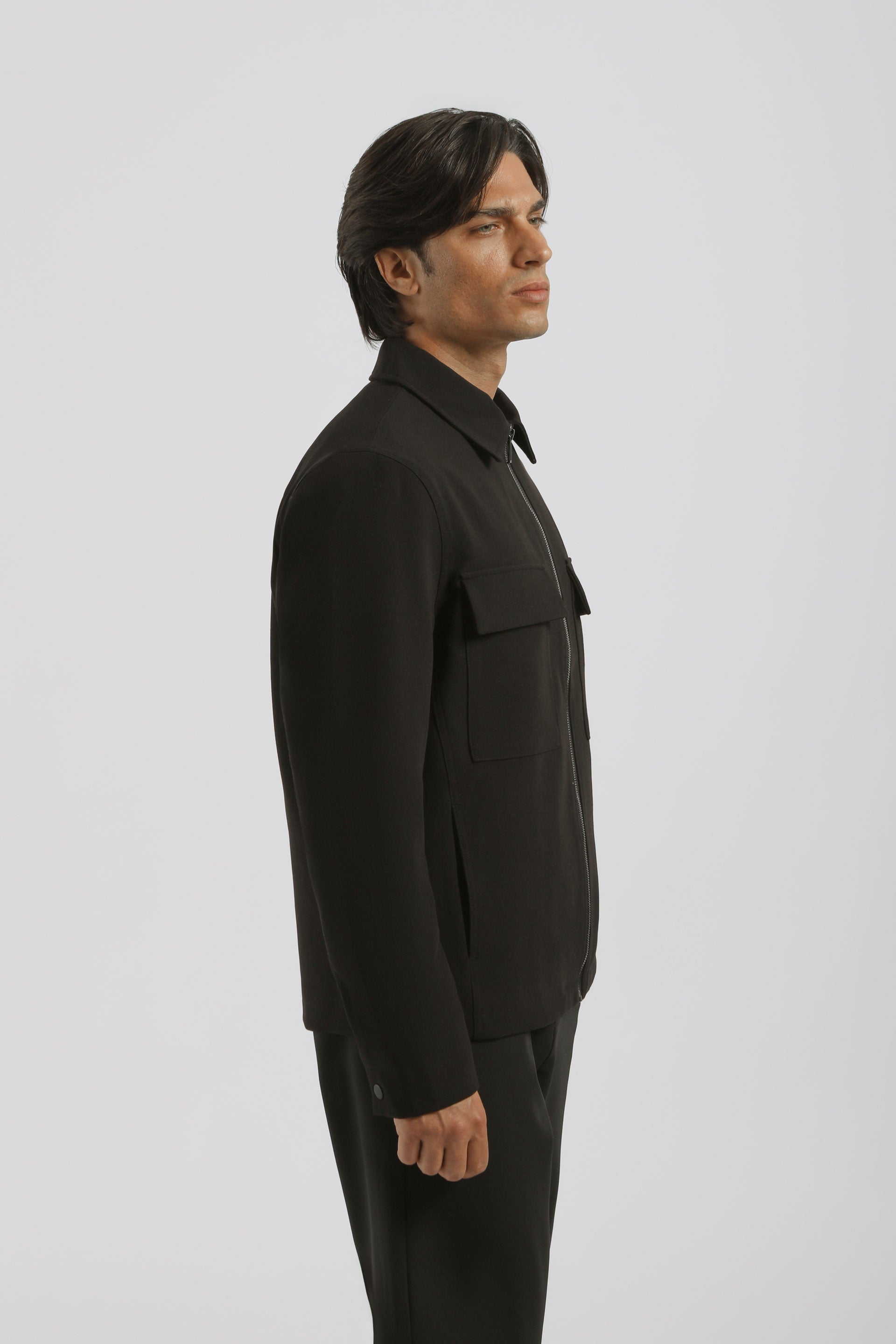 Giacca camicia in viscosa|Colore:Nero