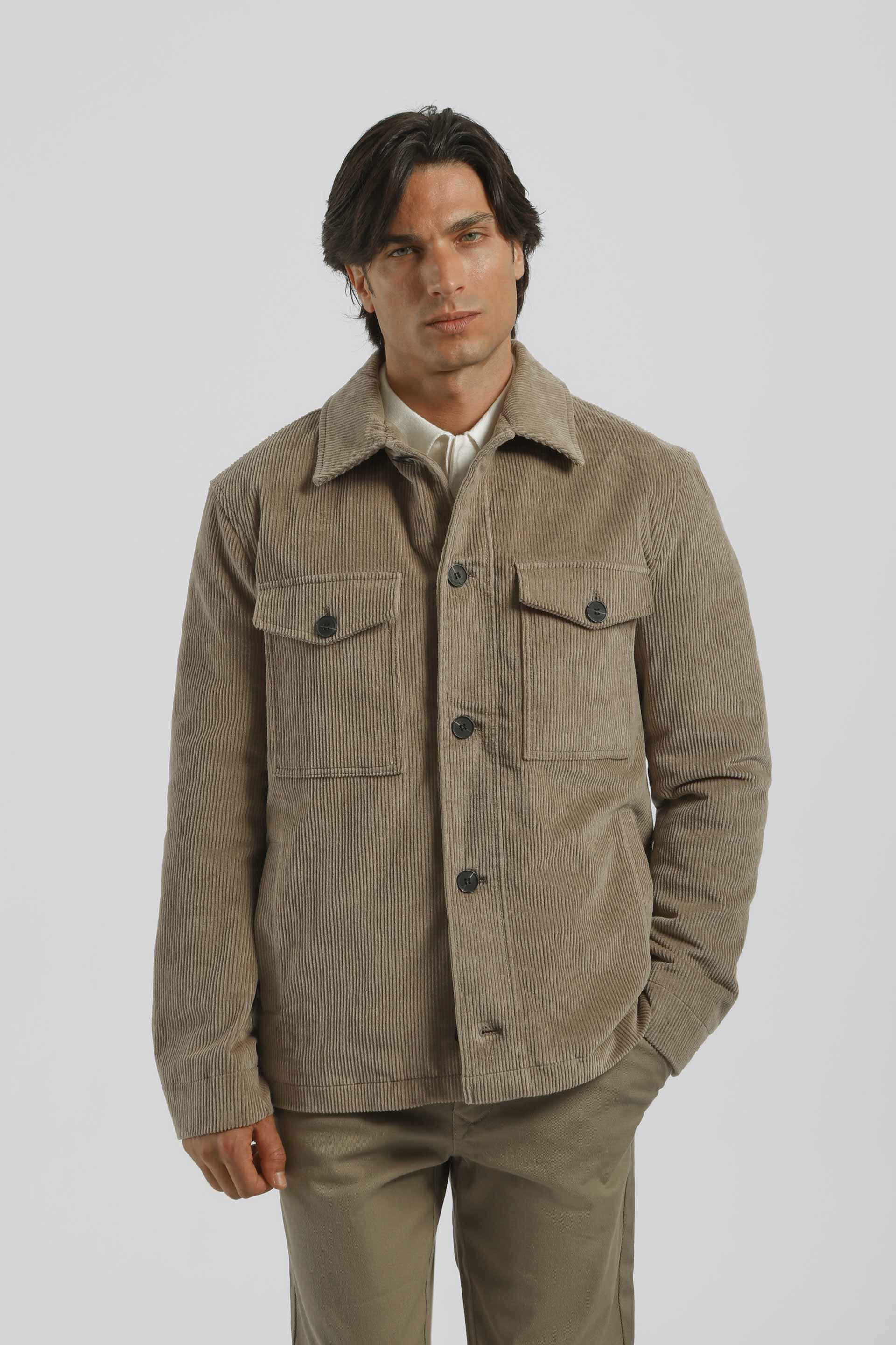 Giacca camicia in velluto|Colore:Sabbia