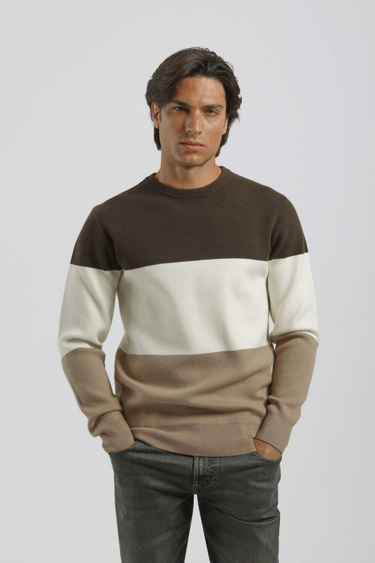 Maglia girocollo colorblock in viscosa|Colore:Verde