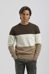 Maglia girocollo colorblock in viscosa|Colore:Verde