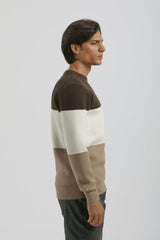 Maglia girocollo colorblock in viscosa|Colore:Verde