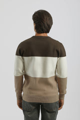 Maglia girocollo colorblock in viscosa|Colore:Verde