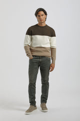 Maglia girocollo colorblock in viscosa|Colore:Verde