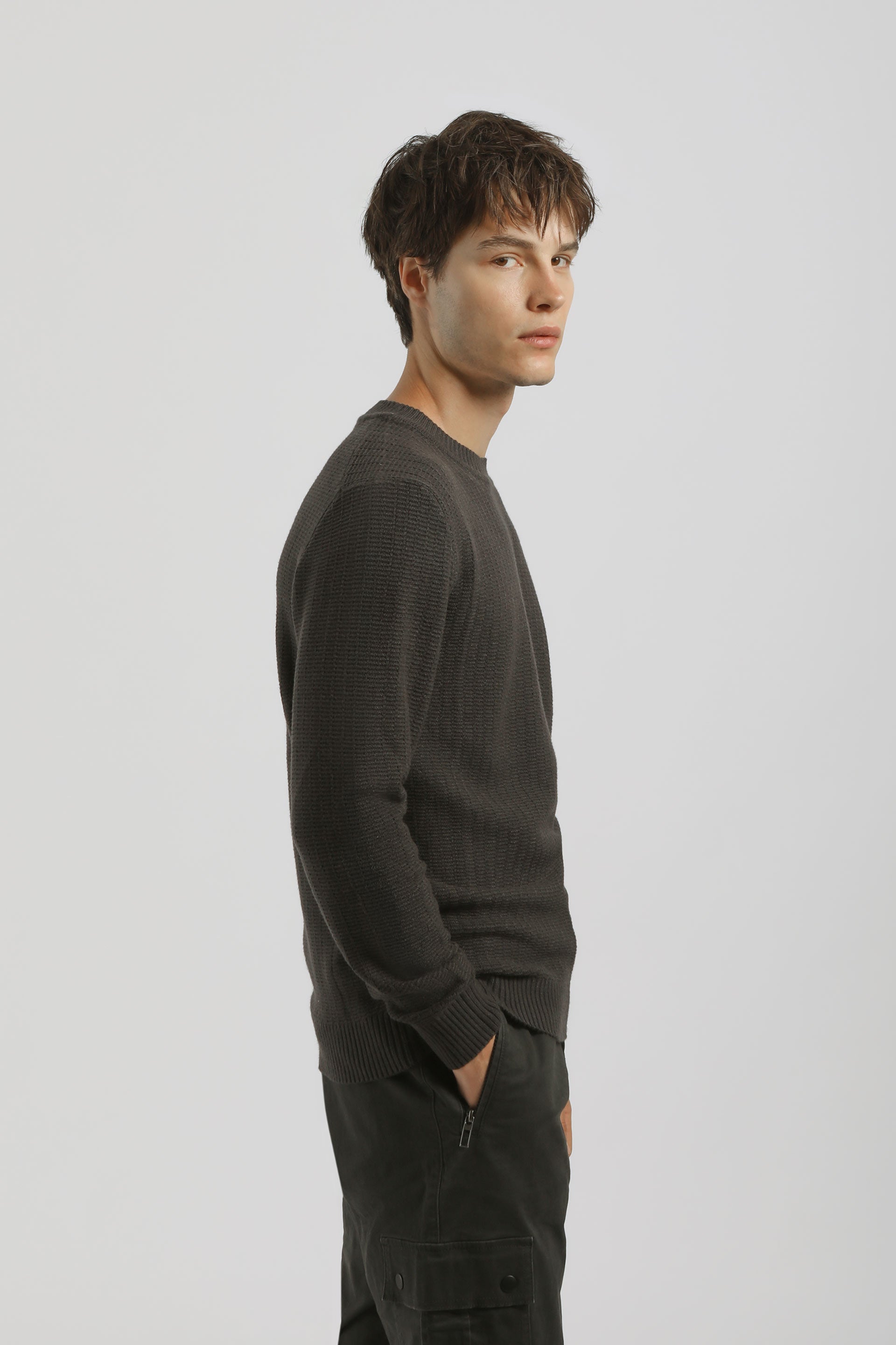 Maglia girocollo in viscosa|Colore:Grigio scuro