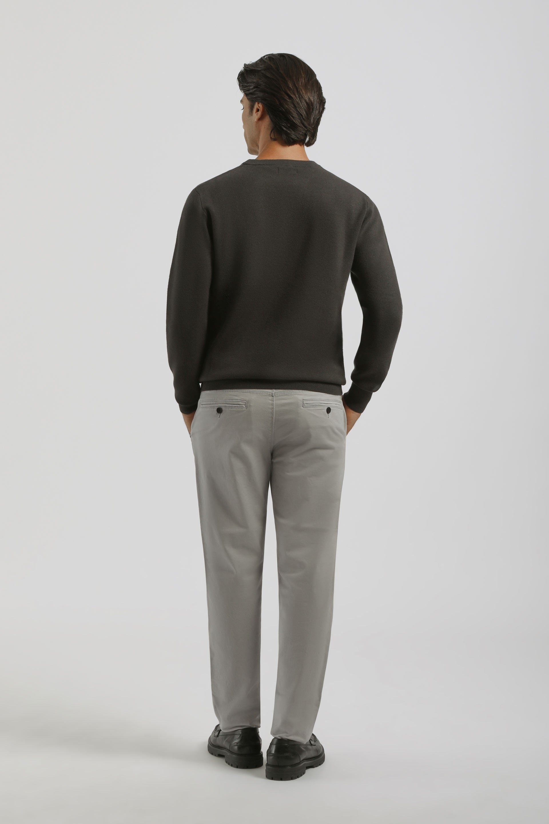 Pantaloni chino in cotone|Colore:Grigio perla