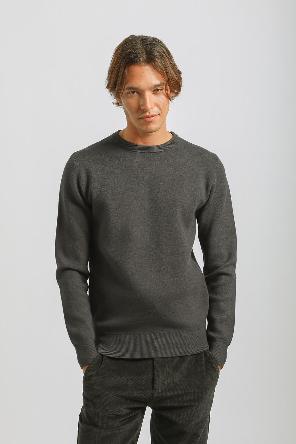 Maglia girocollo in viscosa|Colore:Grigio scuro