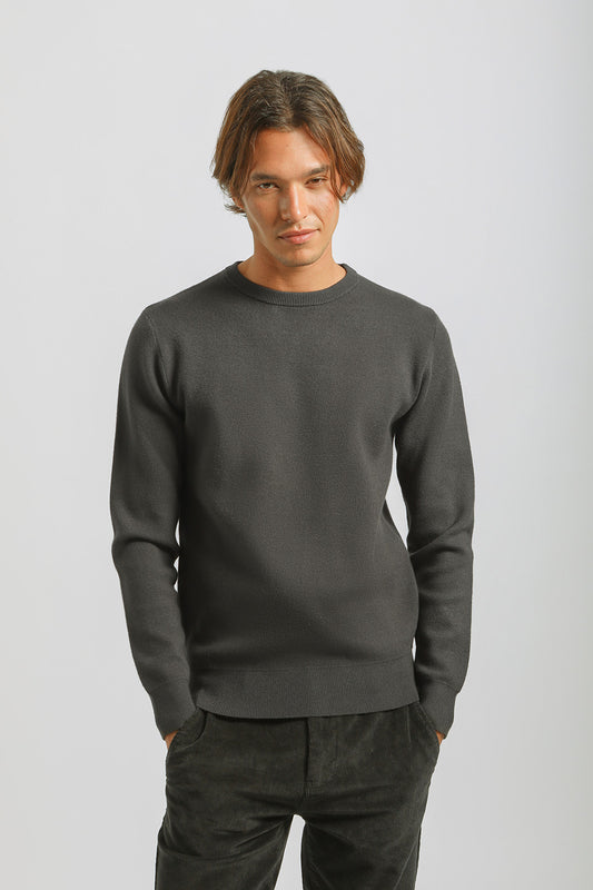 Maglia girocollo in viscosa|Colore:Grigio scuro