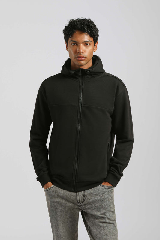 Felpa zip con cappuccio|Colore:Nero