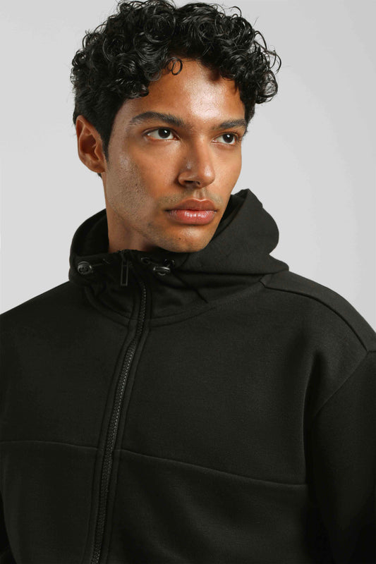 Felpa zip con cappuccio|Colore:Nero