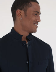 Giacca con collo alla coreana|Colore:Blue