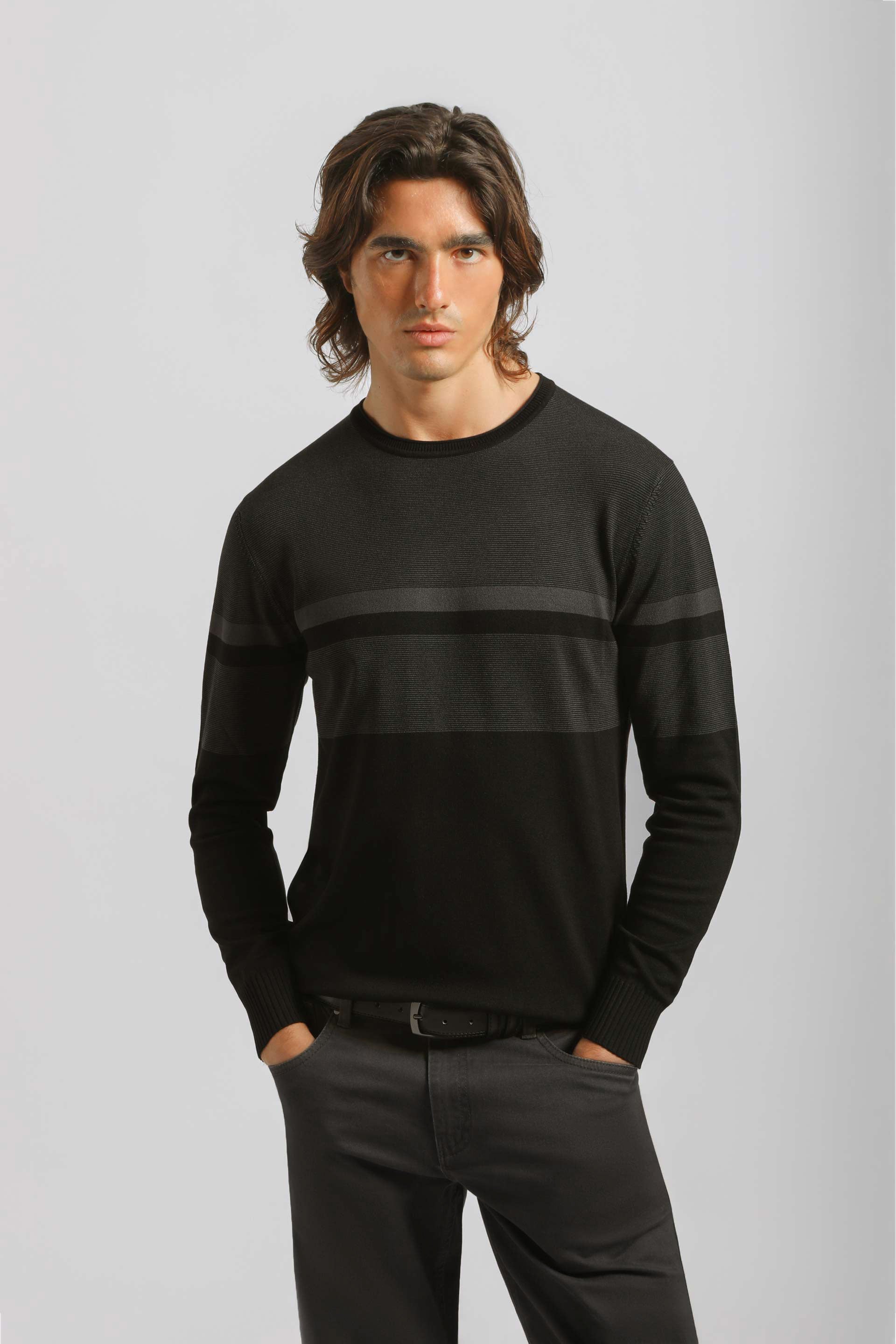 Maglia girocollo colorblock|Colore:Nero