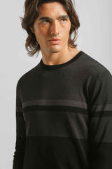 Maglia girocollo colorblock|Colore:Nero