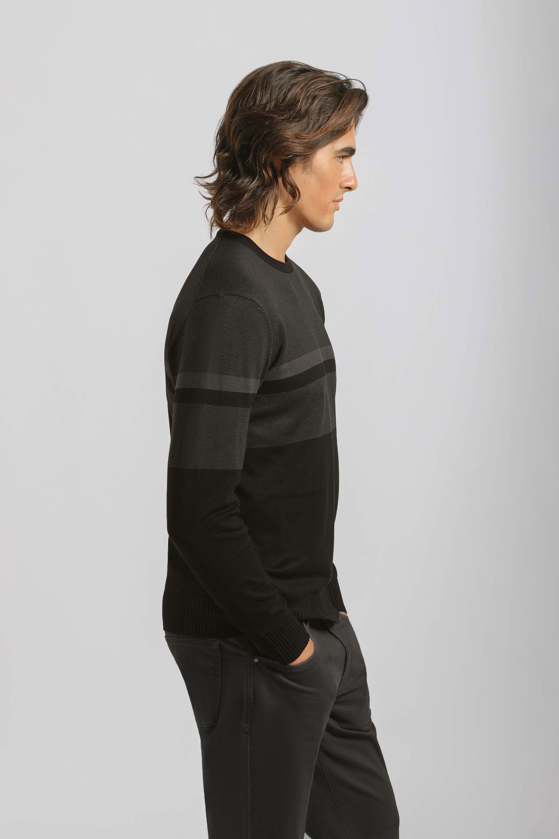 Maglia girocollo colorblock|Colore:Nero