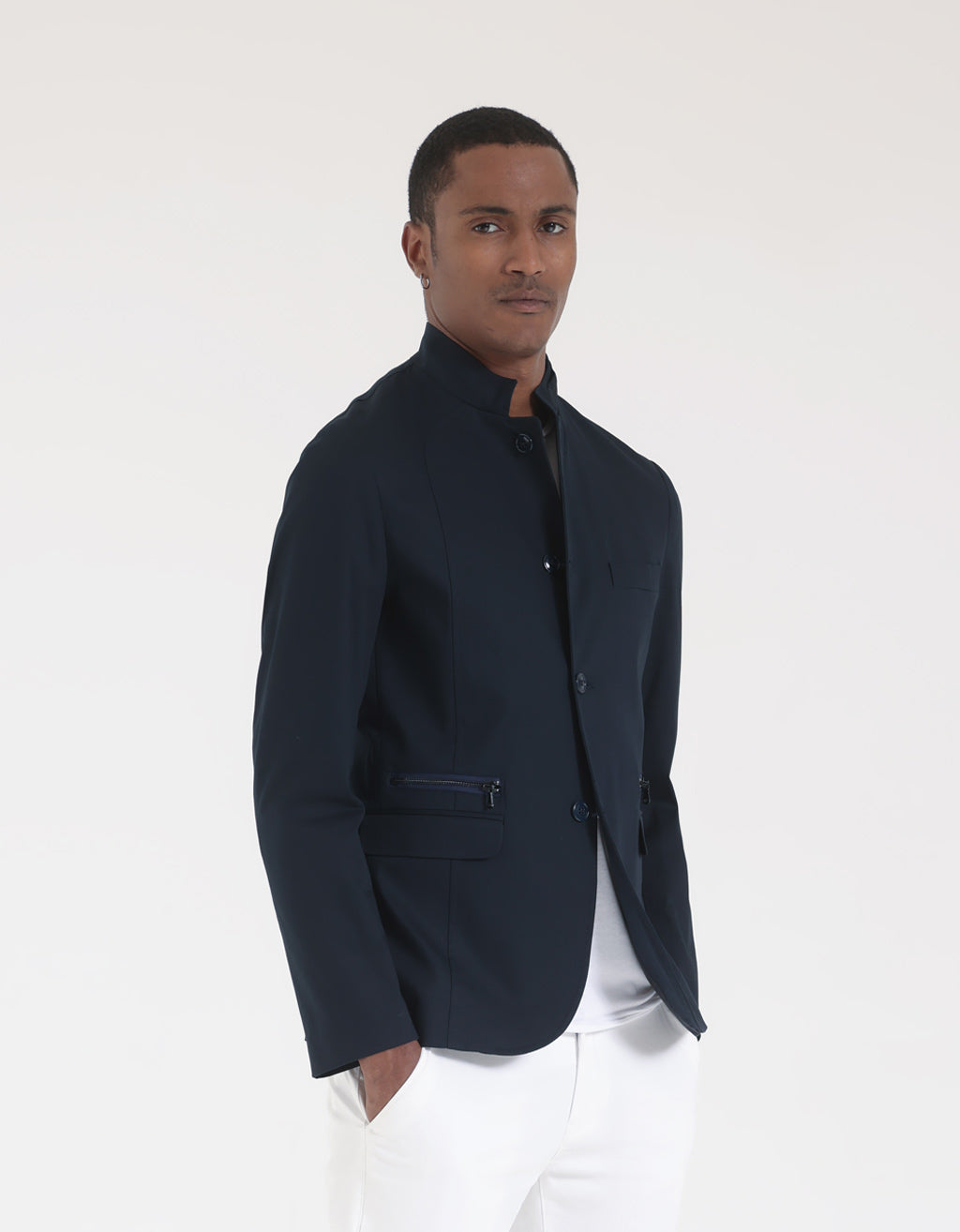 Giacca con collo alla coreana|Colore:Blue