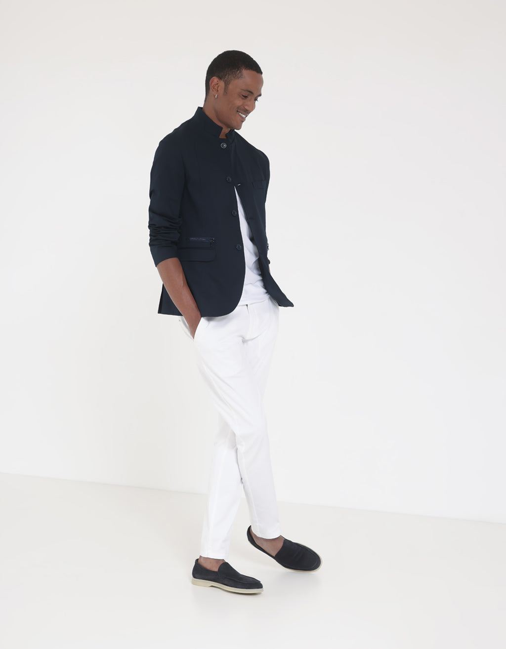 Giacca con collo alla coreana|Colore:Blue