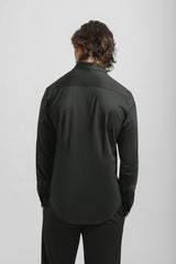 Camicia tinta unita in tessuto elastico|Colore:Nero