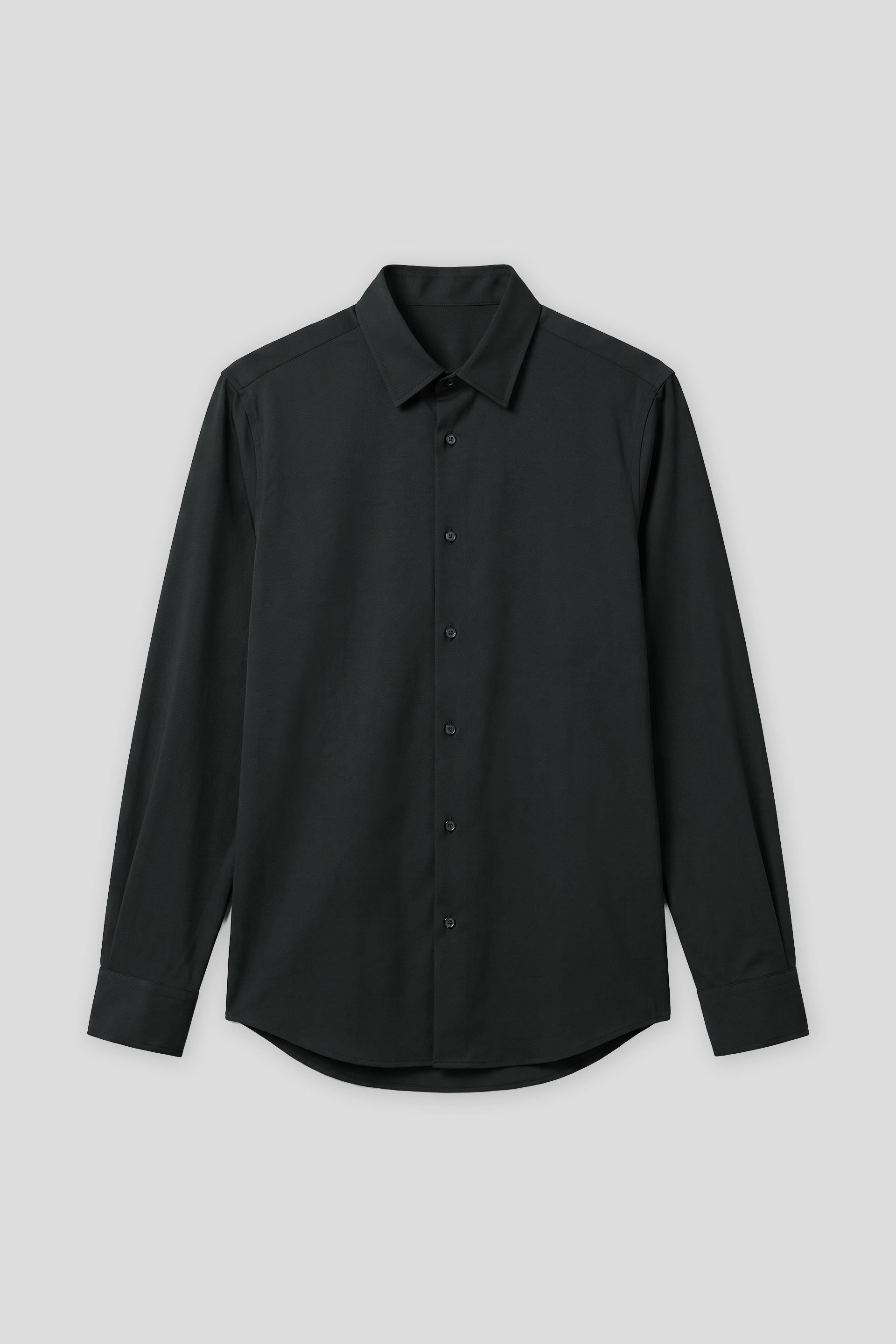 Camicia tinta unita in tessuto elastico|Colore:Nero