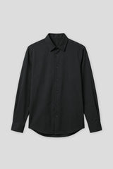 Camicia tinta unita in tessuto elastico|Colore:Nero