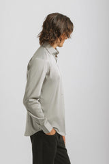 Camicia tinta unita in cotone|Colore:Grigio chiaro
