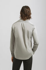 Camicia tinta unita in cotone|Colore:Grigio chiaro