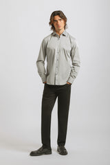 Camicia tinta unita in cotone|Colore:Grigio chiaro