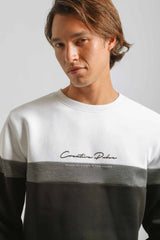 Felpa girocollo colorblock|Colore:Bianco