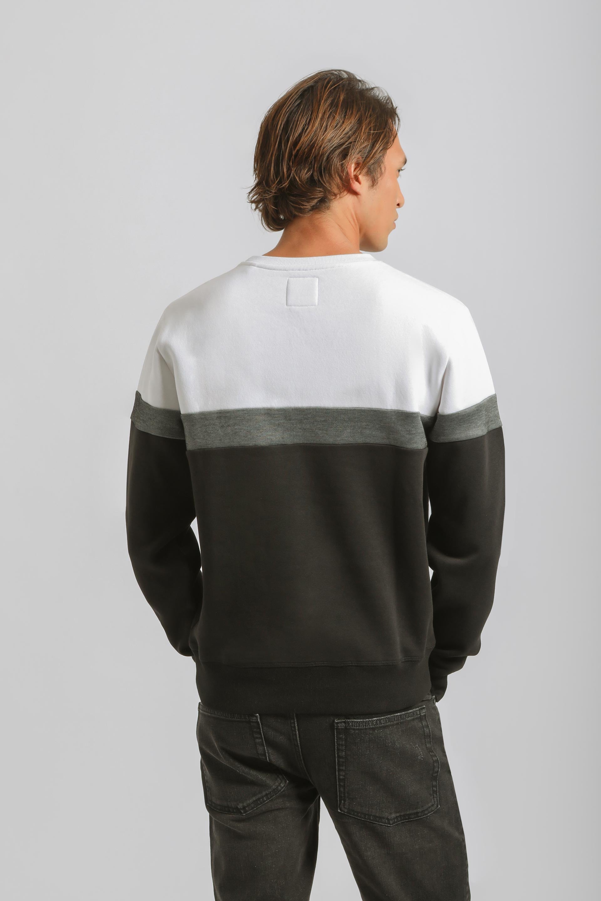 Felpa girocollo colorblock|Colore:Bianco