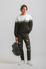 Felpa girocollo colorblock|Colore:Bianco