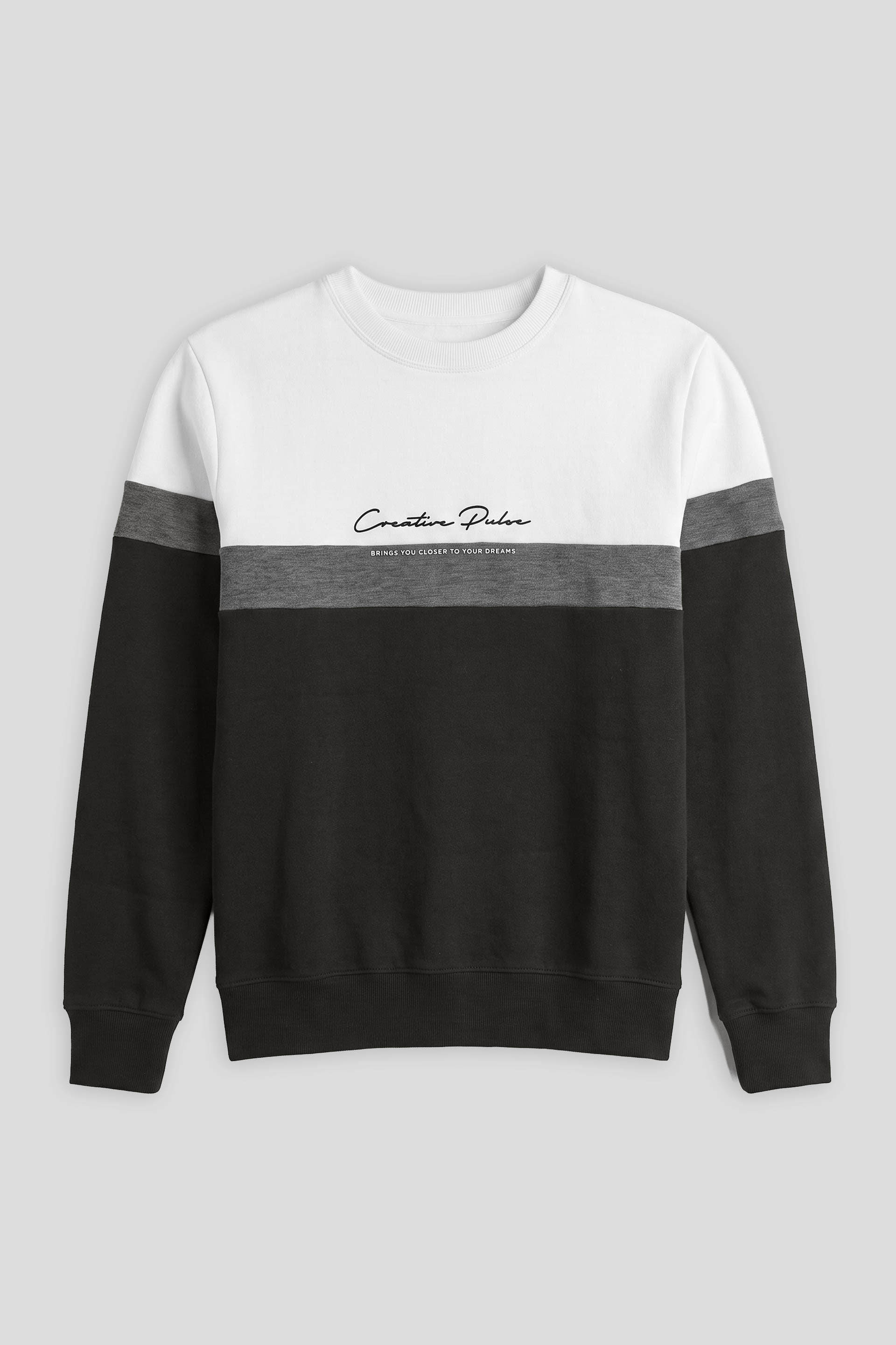 Felpa girocollo colorblock|Colore:Bianco