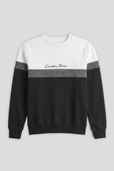 Felpa girocollo colorblock|Colore:Bianco