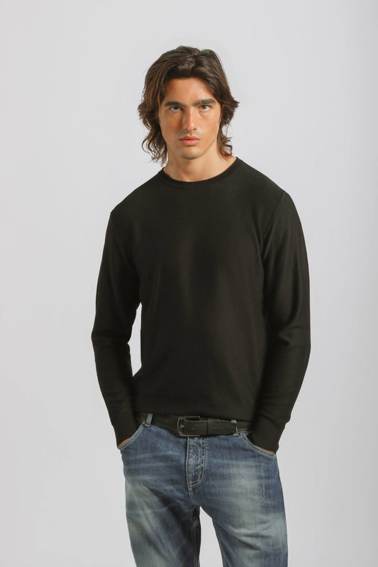 Maglia girocollo in viscosa|Colore:Nero