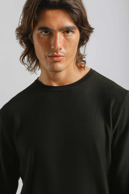Maglia girocollo in viscosa|Colore:Nero