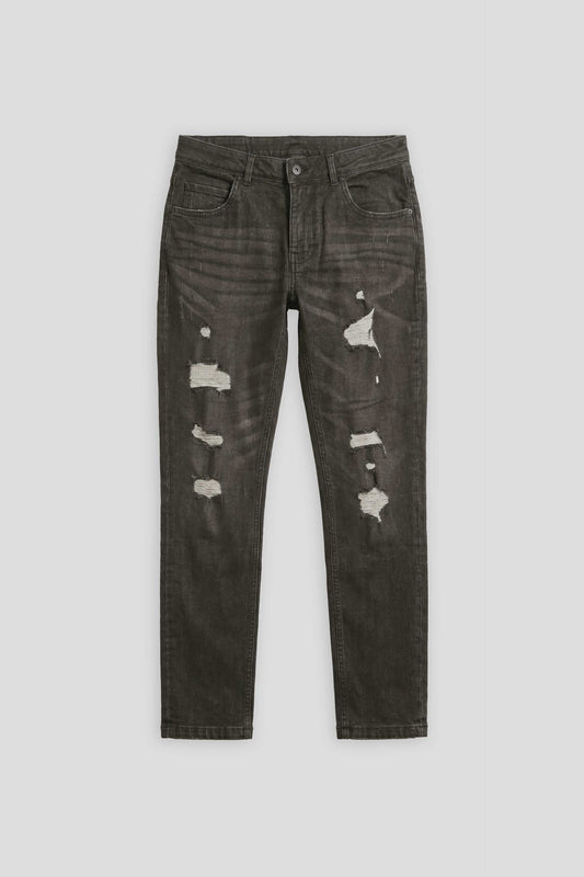 Jeans skinny fit con strappi nero|Colore:Jeans nero