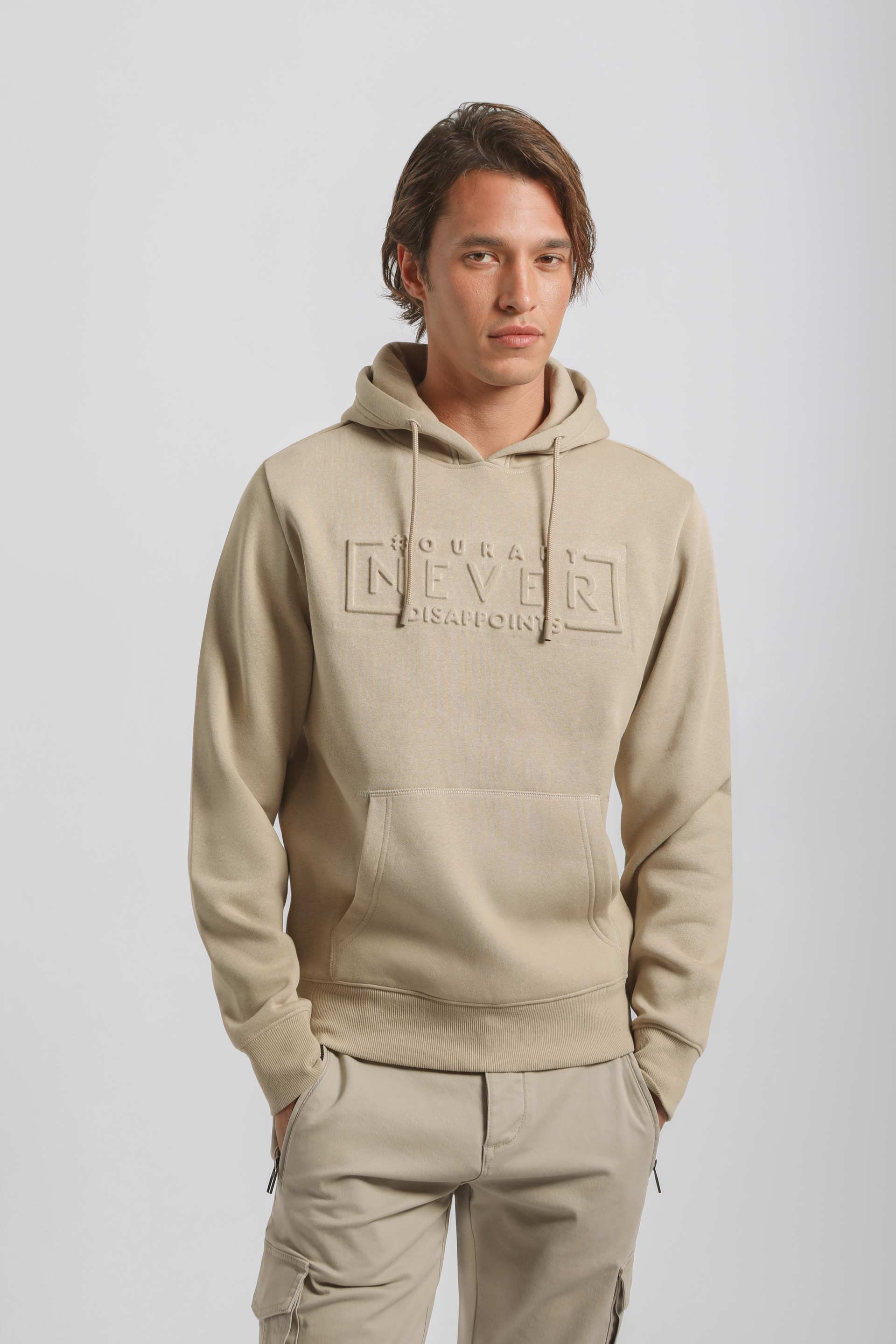 Felpa con cappuccio con stampa|Colore:Sabbia