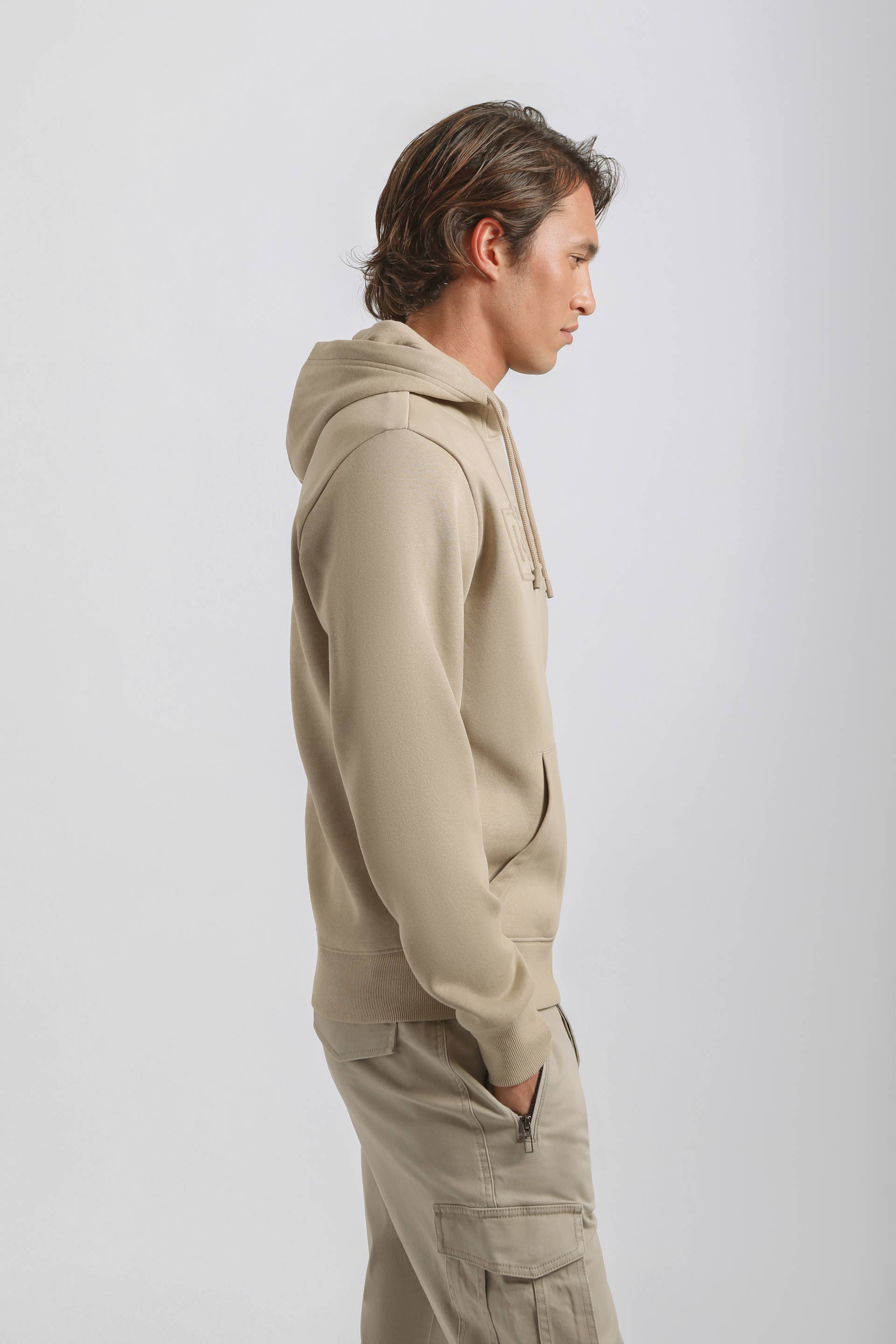 Felpa con cappuccio con stampa|Colore:Sabbia