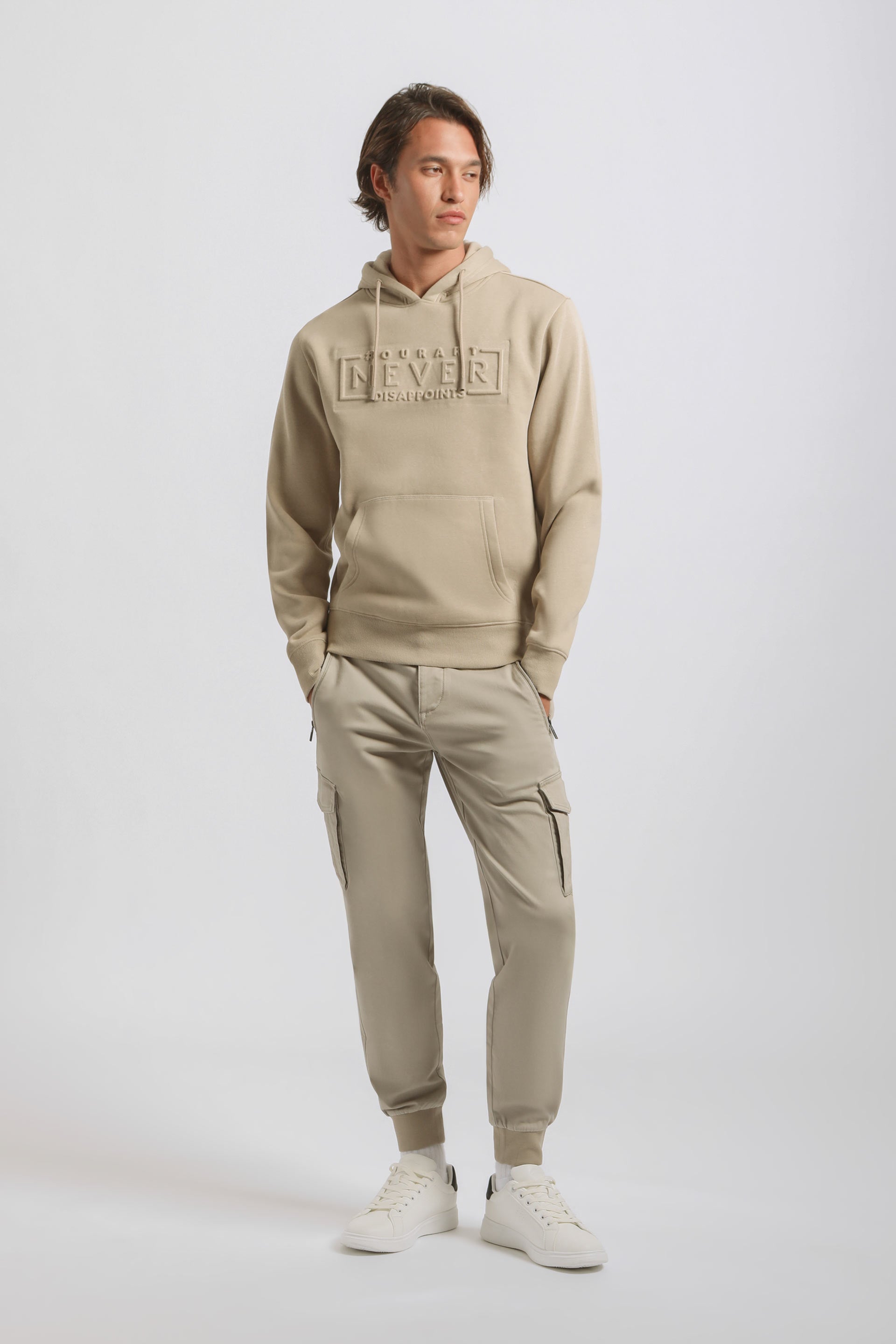 Felpa con cappuccio con stampa|Colore:Sabbia