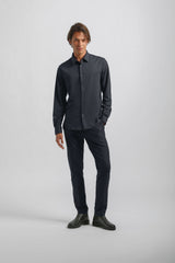 Camicia tinta unita in tessuto elastico|Colore:Blue