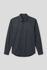 Camicia tinta unita in tessuto elastico|Colore:Blue