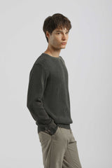 Maglia girocollo a coste 100% cotone|Colore:Nero