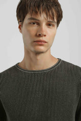 Maglia girocollo a coste 100% cotone|Colore:Nero