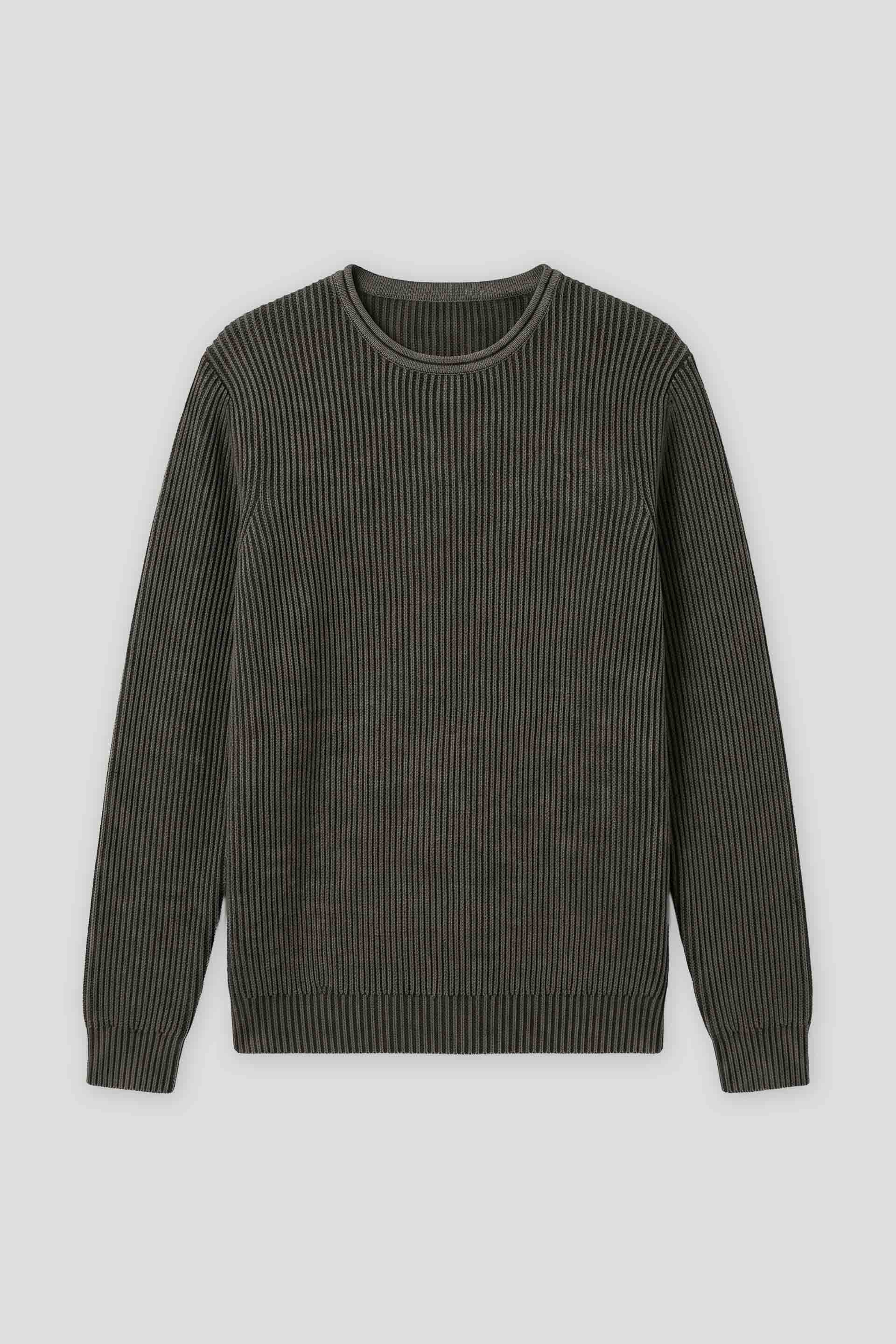Maglia girocollo a coste 100% cotone|Colore:Nero